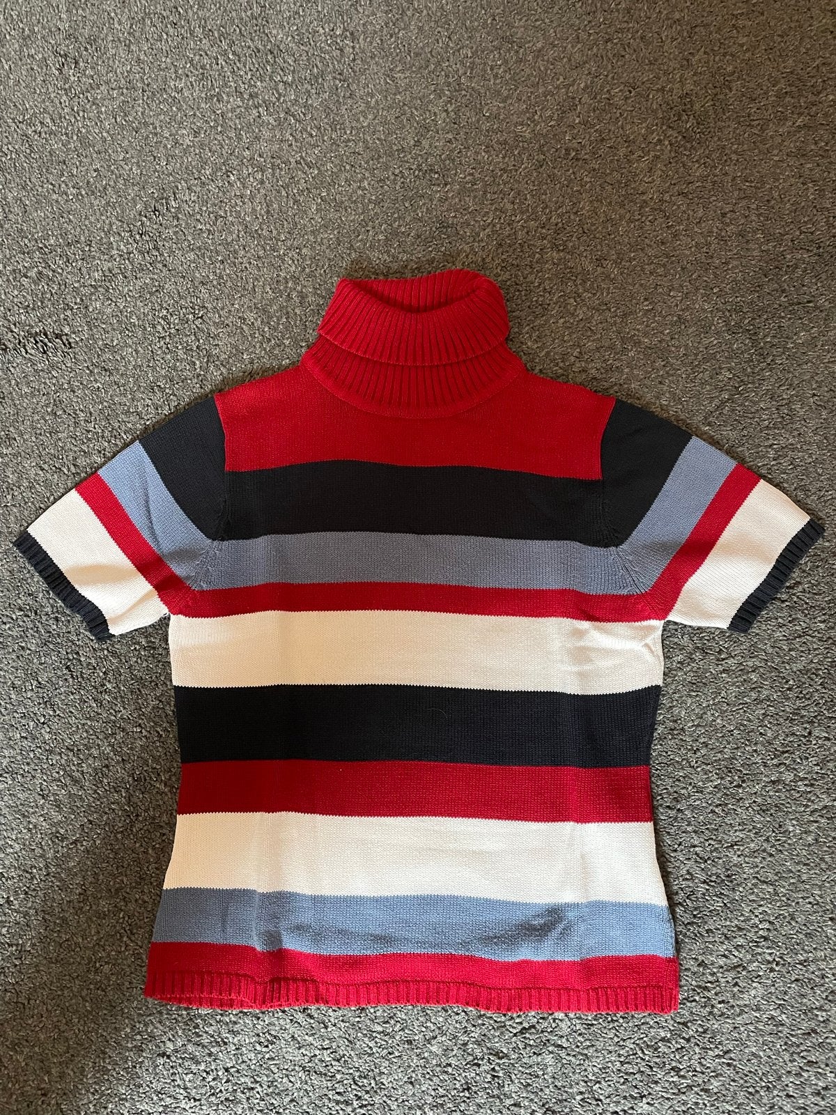 Gestreepte T-shirt met hoge kraag - S/M, Meerkleurig, Ophalen of Verzenden, Zo goed als nieuw, Korte mouw