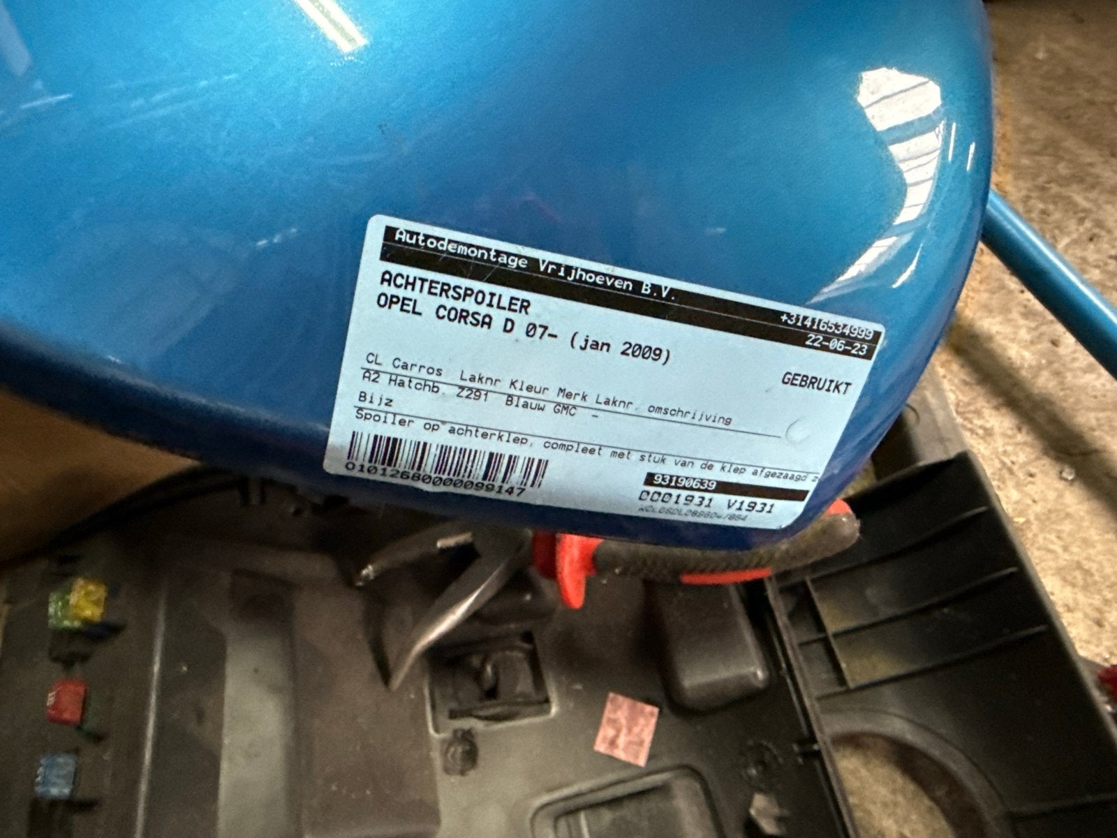Achterspoiler Opel Corsa D 07- Blauw (Z291), Auto-onderdelen, Carrosserie en Plaatwerk, Gebruikt, Achterklep, Opel, Ophalen of Verzenden