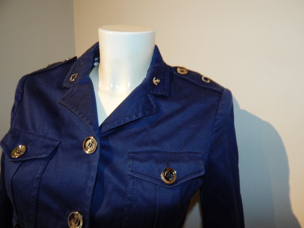 Gucci jasje officiers look zilveren hardware donker blauwI42, Maat 36 (S), Verzenden, Blauw, Gucci
