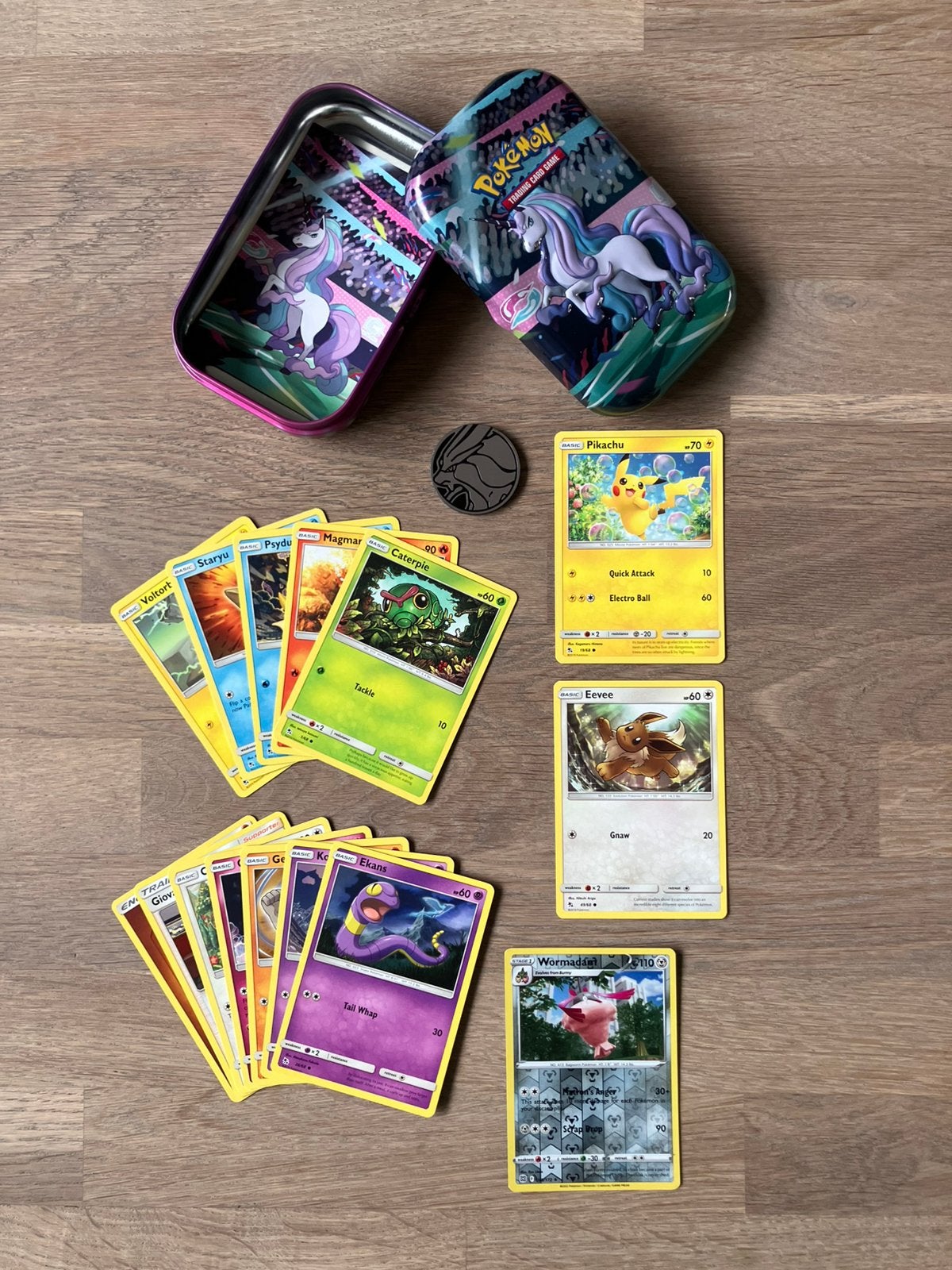 Rapidash Galar mini tin met 15 Pokémon kaarten, Ophalen of Verzenden, Zo goed als nieuw, Meerdere kaarten, Foil