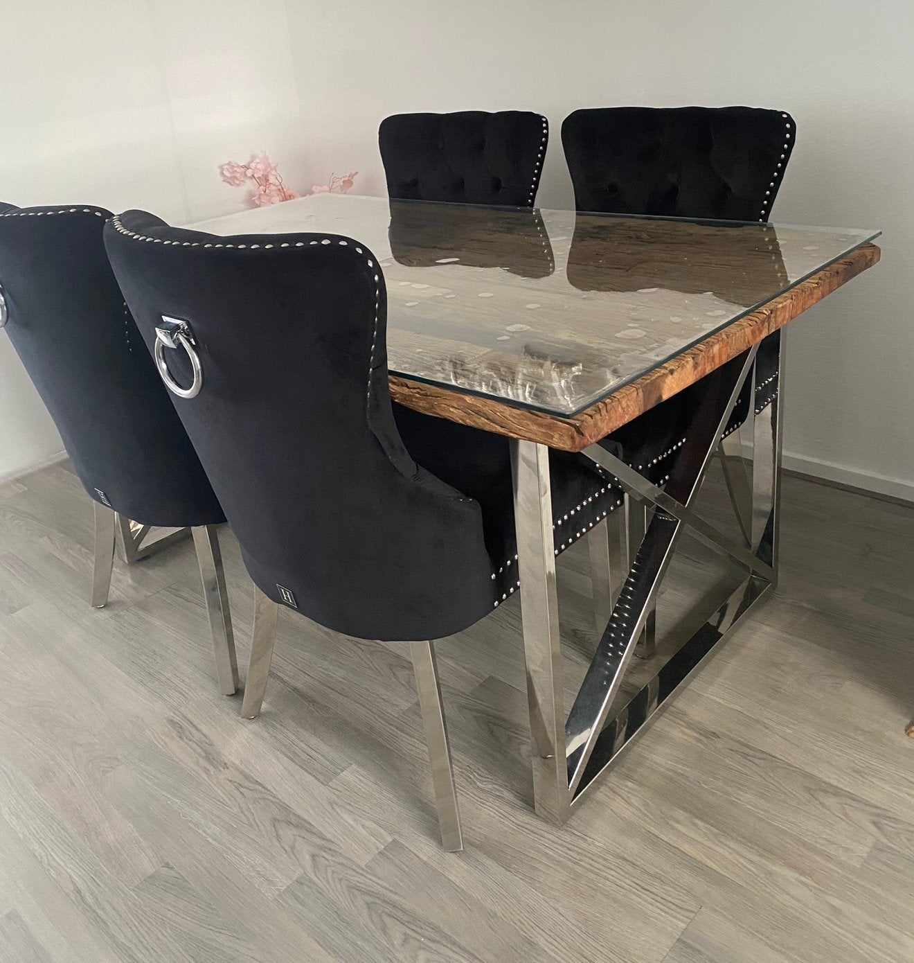 Eettafel nieuw inclusief glasplaat, Ophalen, Zo goed als nieuw, Rechthoekig, 50 tot 100 cm