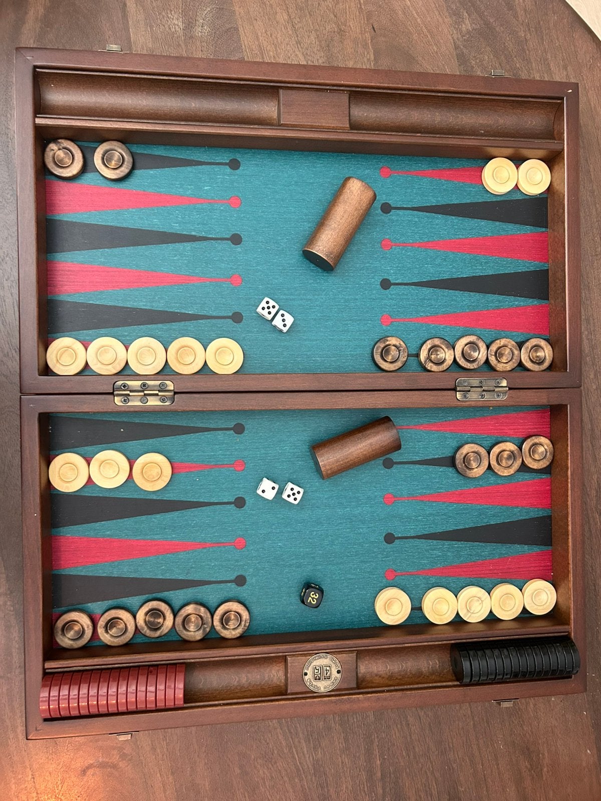 Luxe handgemaakte backgammon koffer /tavla set – Saray Tavla, Ophalen of Verzenden, Zo goed als nieuw, Keu of Ballen