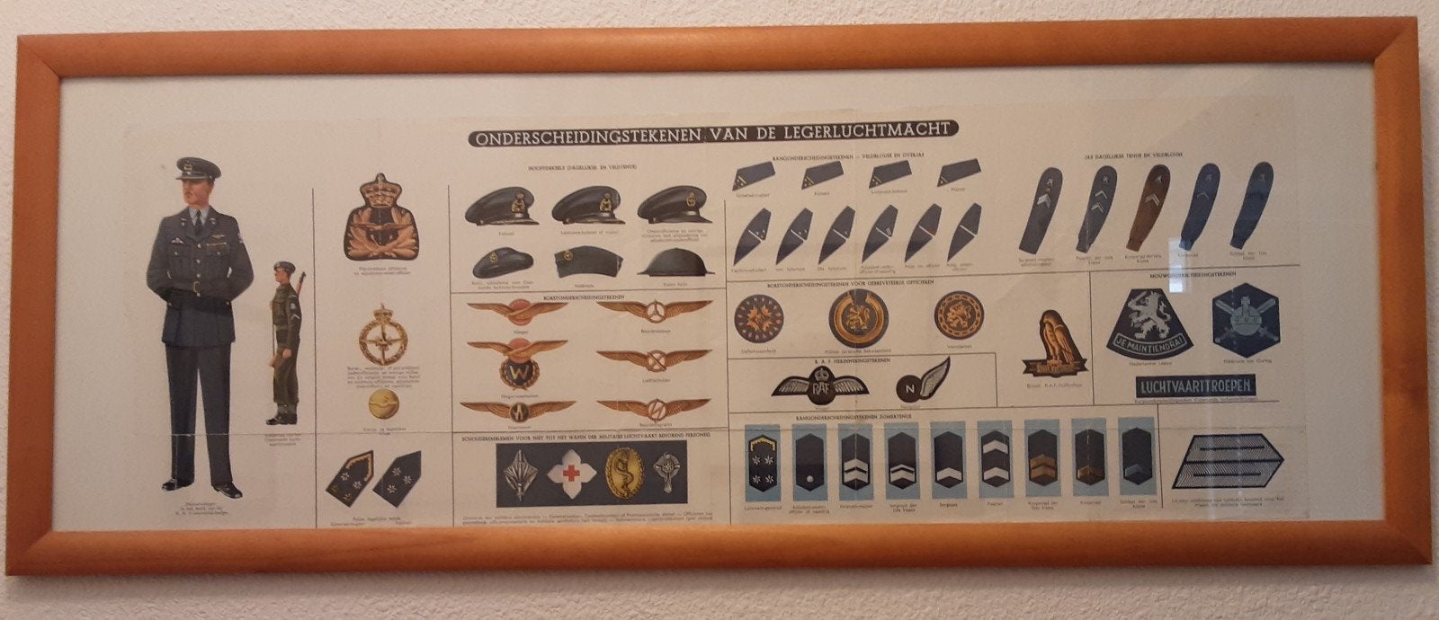 Ingelijste poster LEGERLUCHTMACHT wings, emblemen,rangen etc, Ophalen, Luchtmacht, Nederland, Foto of Poster