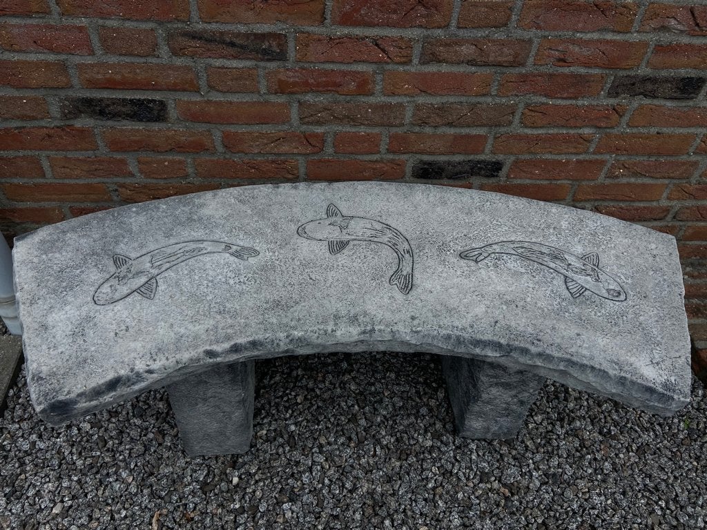 Tuinbank met vissen afdruk ., Tuin en Terras, Tuinbeelden, Ophalen, Nieuw, Beton, Overige typen