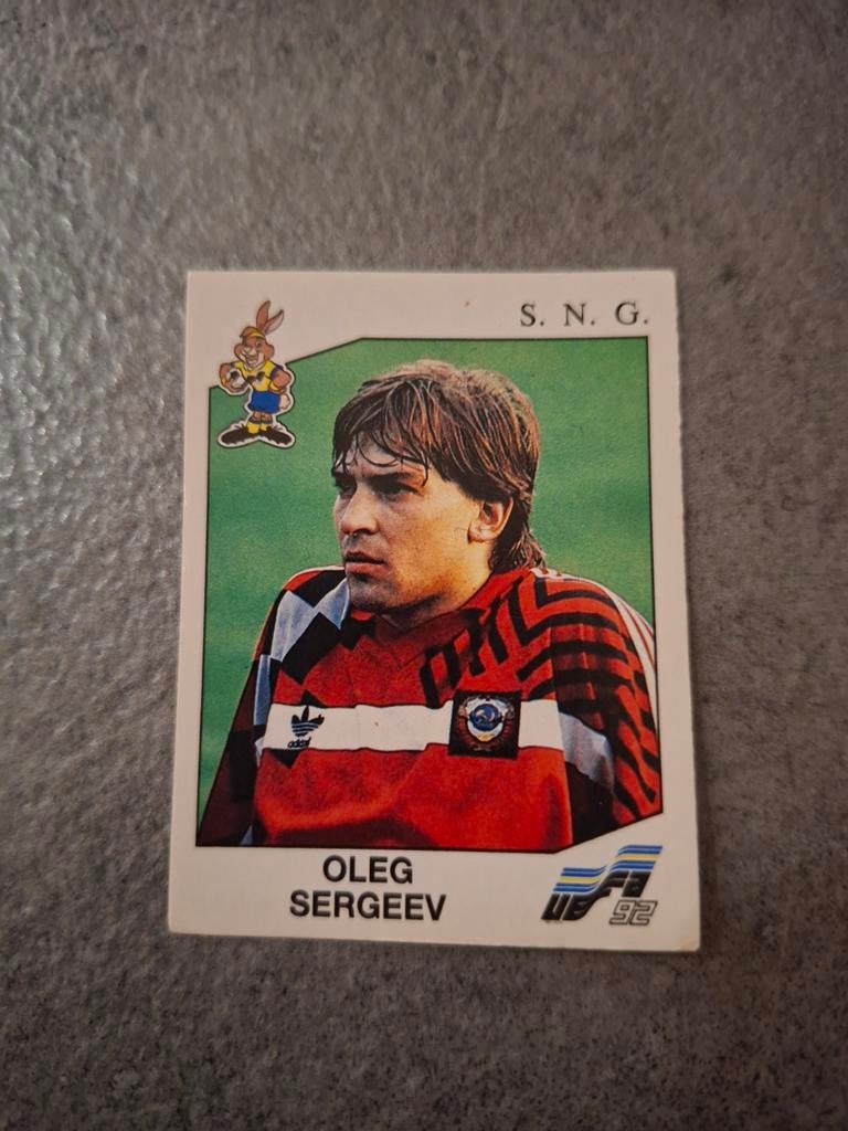 Panini sticker Euro 92 Zweden. Speler Oleg Sergeev S.N.G., Verzenden, Zo goed als nieuw, Sticker