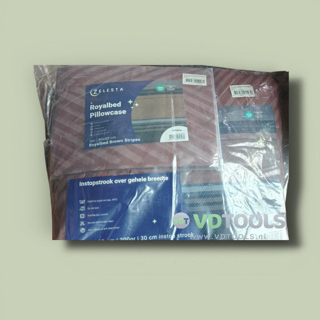 Royalbed BrownStripes met instopstrook 200x200 &slopenset, 5405as, Overige kleuren, Deken of Dekbed, Info@vdtools.nl