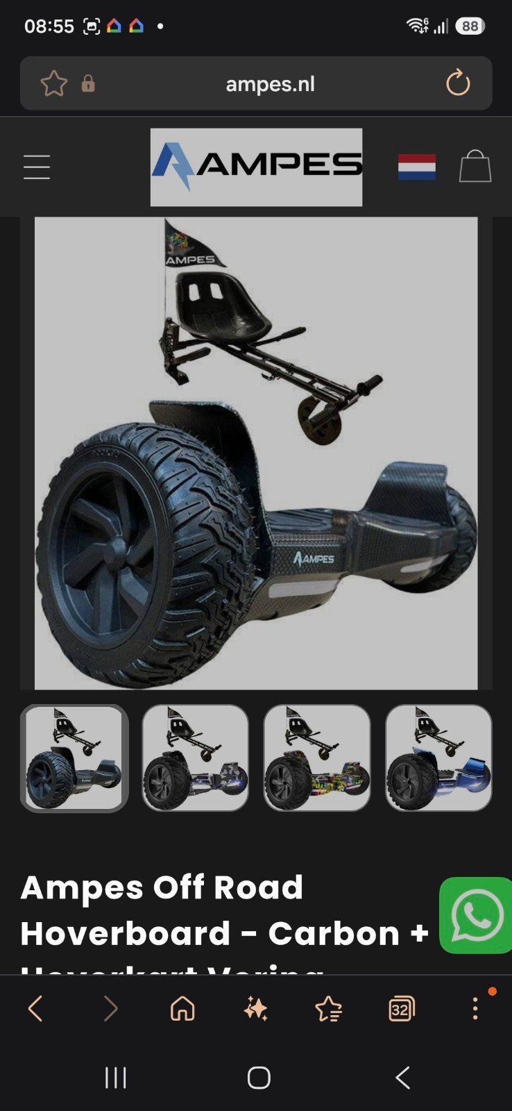 Amps Off Road Hoverboard + Hoverkart, Ophalen, Zo goed als nieuw, Overige typen, Amps