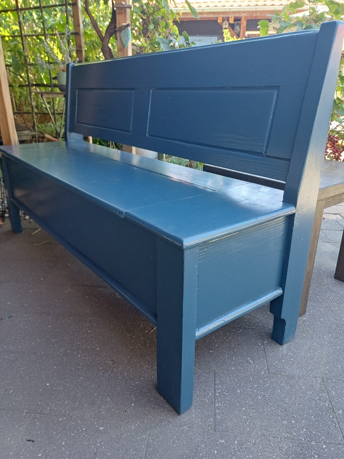 Mooie klepbank, blauw. 160 breed, Ophalen