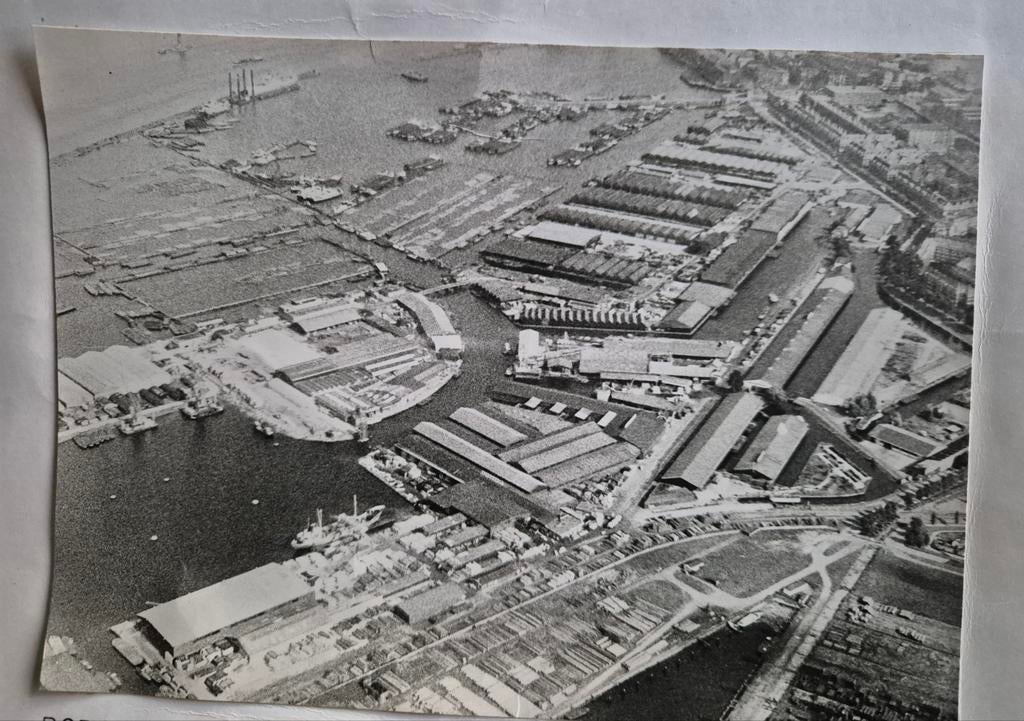 Oude luchtfoto's van Amsterdam - Haven en stad, Verzamelen, Foto's en Prenten, Gebruikt, Foto, Ophalen of Verzenden, Gebouw