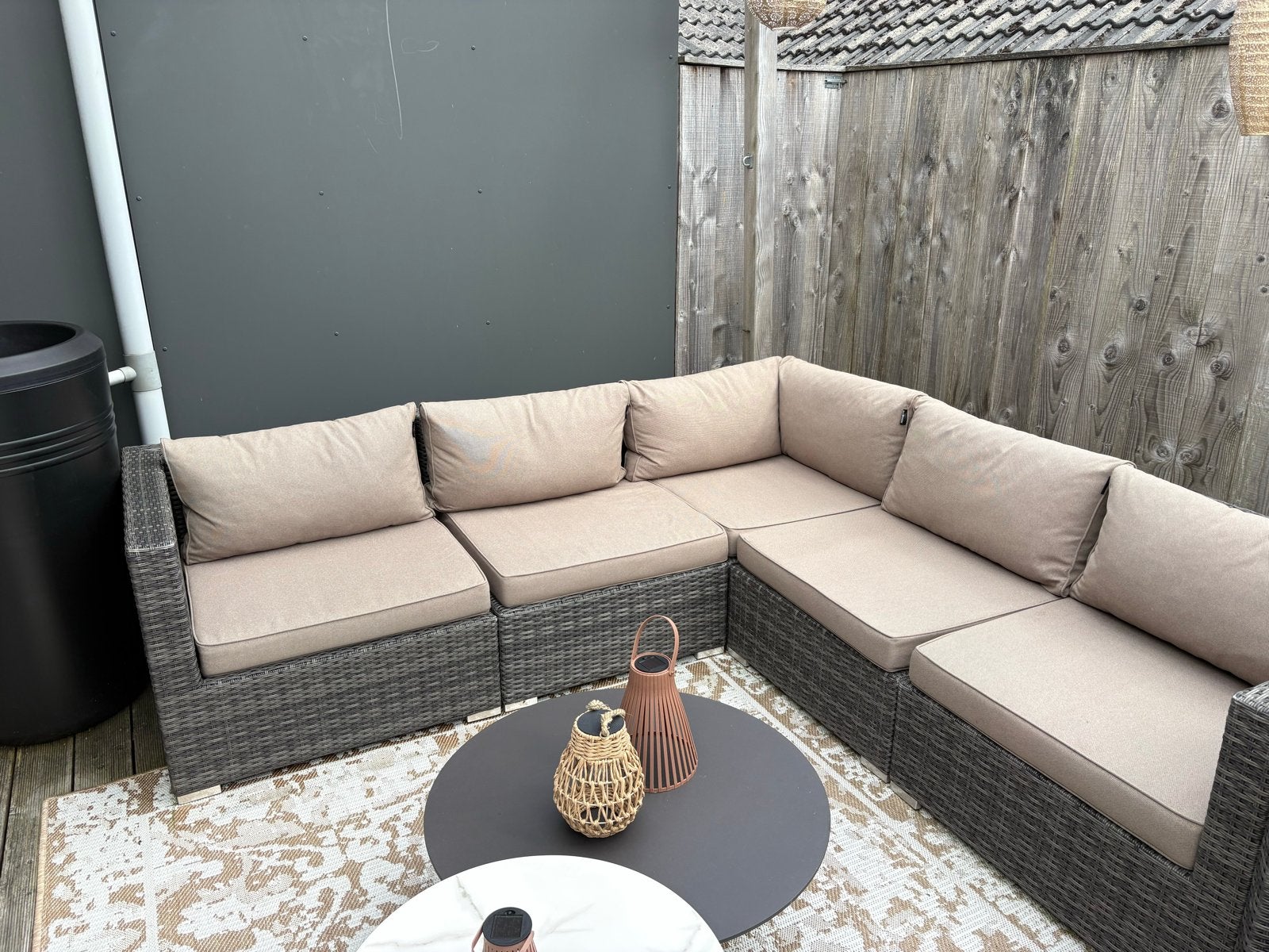 Wicker loungeset met losse stoel en kussens, Tuin en Terras, Tuinsets en Loungesets, Ophalen, 5 zitplaatsen, Gebruikt, Loungeset