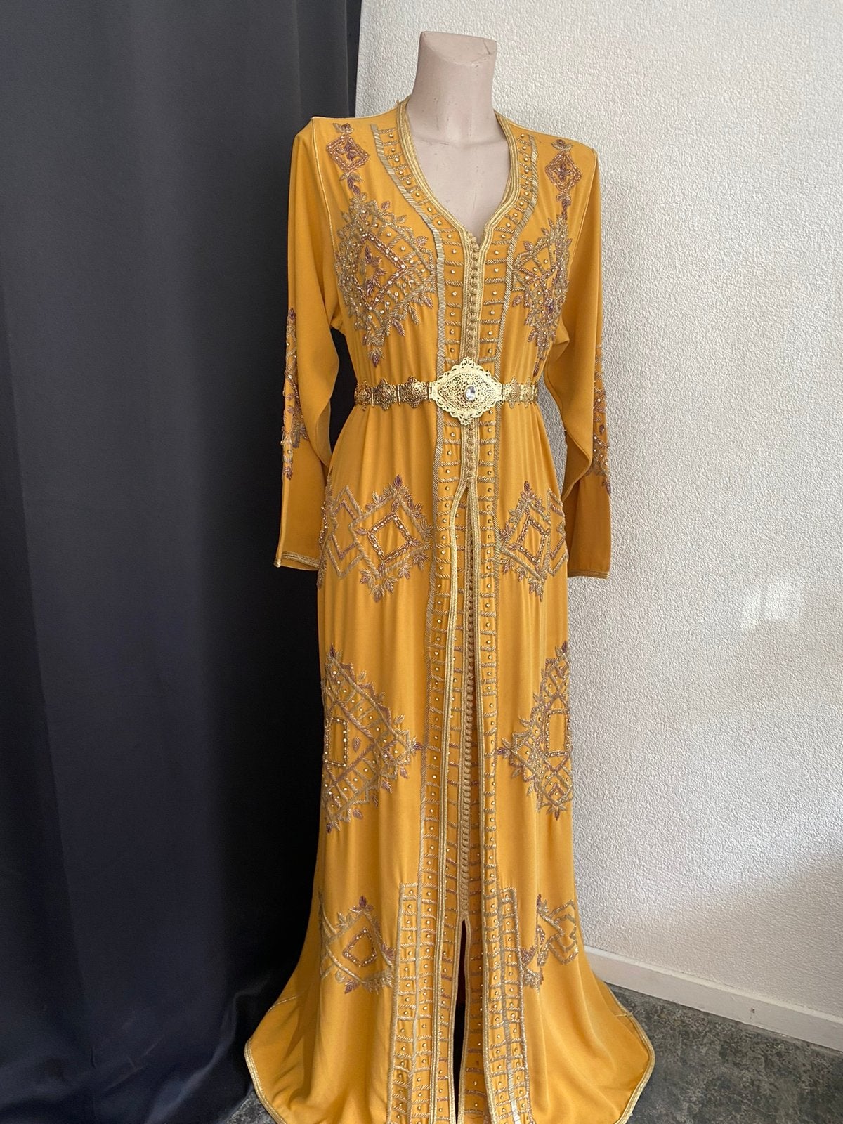 Takshita Marokkaanse jurk, Overige typen, Geel, Maat 46/48 (XL) of groter, Ophalen of Verzenden