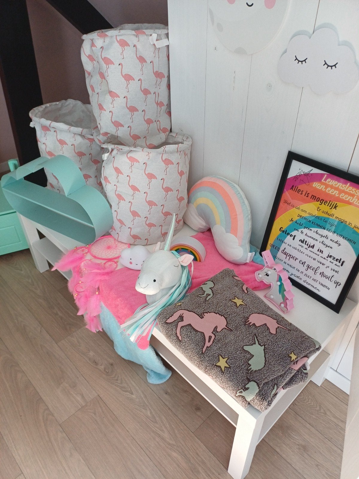 unicorn flamingo kleurrijke decoratie kinderkamer eenhoorn, Ophalen of Verzenden, Zo goed als nieuw, Overige typen