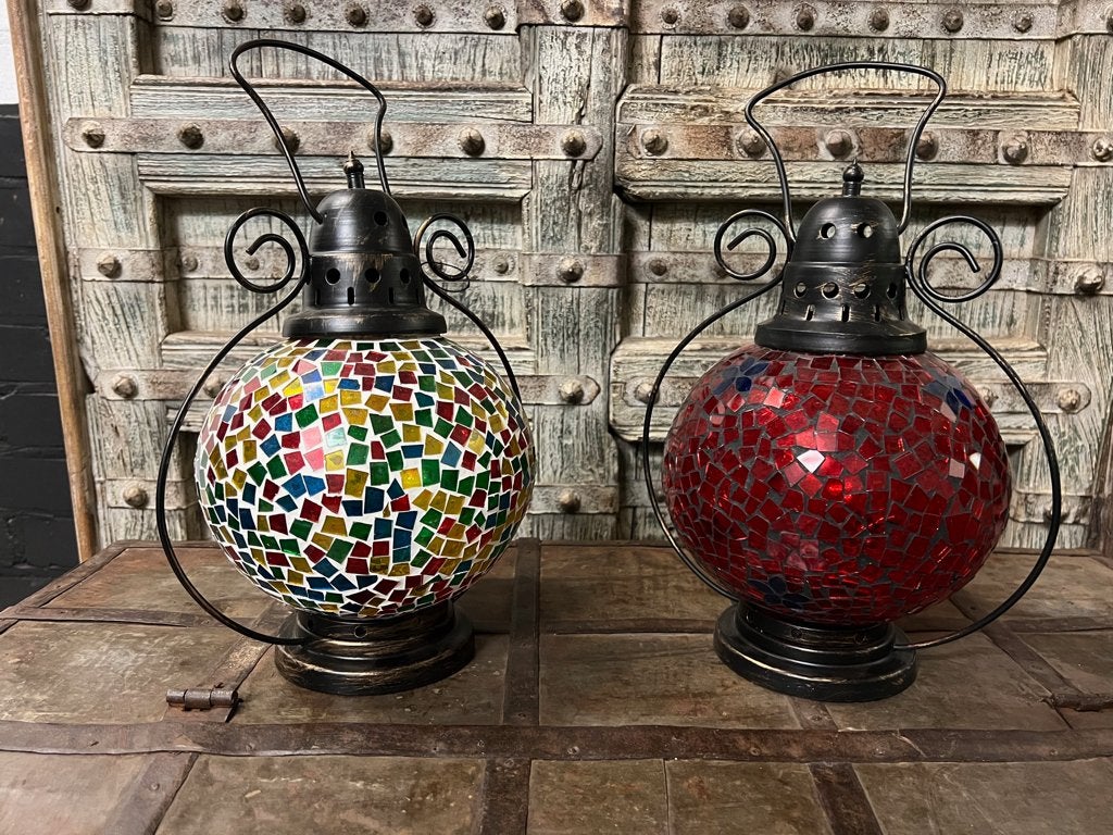 Mozaïek kandelaar handwerk glas uit India, Verburgt Vintage, 38 cm, Meerkleurig, Overige merken