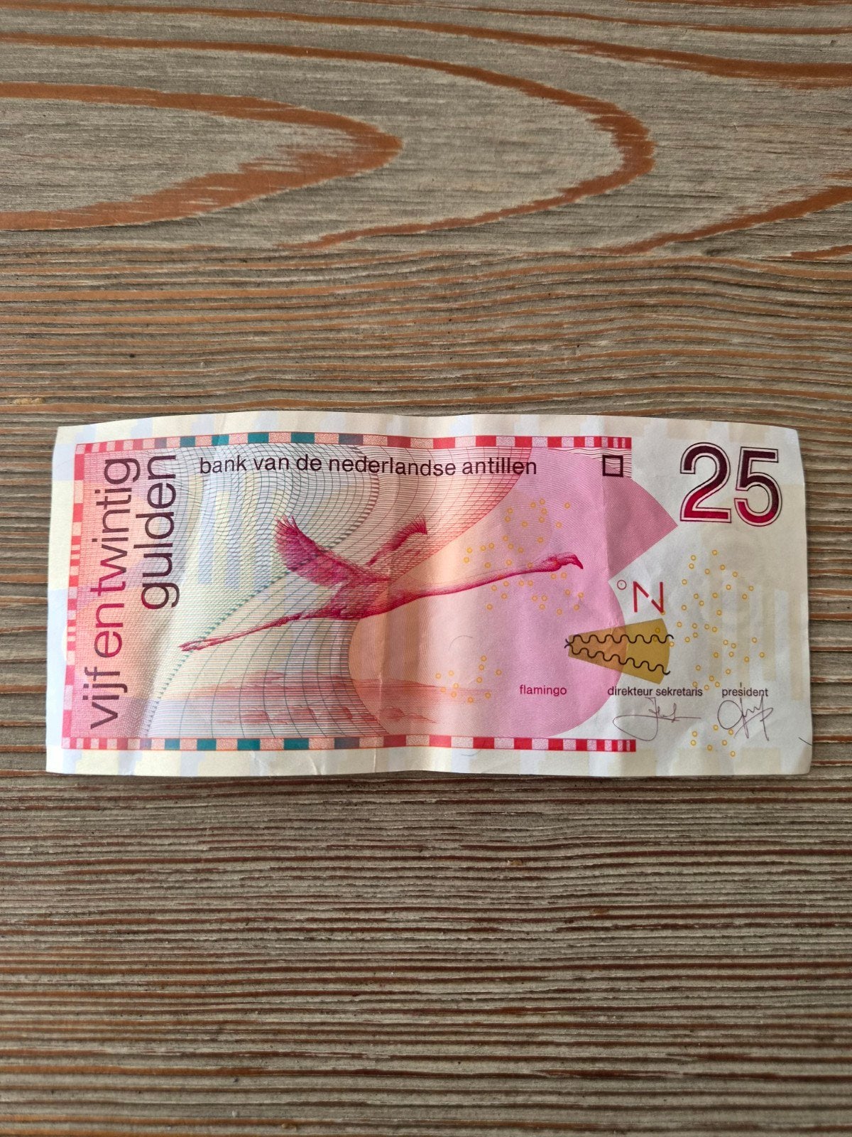 25 Gulden Bankbiljet Nederlandse Antillen Flamingo 2016, Postzegels en Munten, Ophalen of Verzenden, 25 gulden, Los biljet