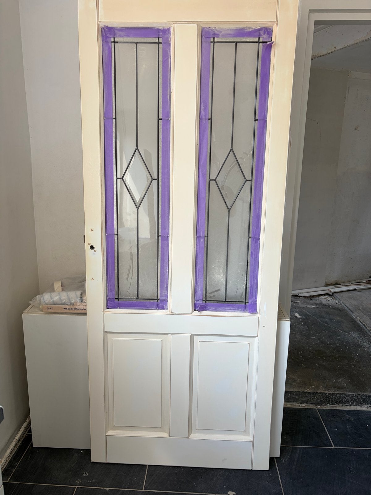 Deur met glas in lood, Ophalen, Gebruikt, 80 tot 100 cm, Binnendeur