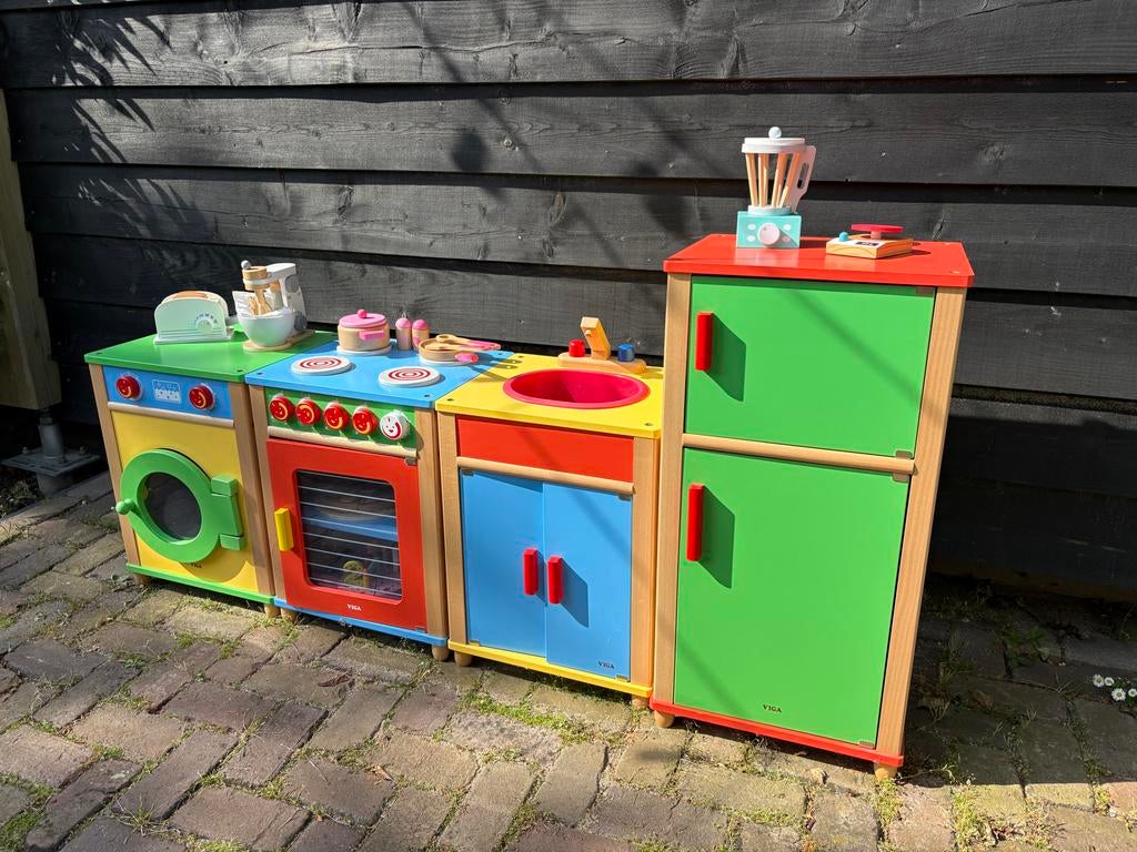 Viga Houten Speelkeuken met Uitgebreide Accessoires, Kinderen en Baby's, Speelgoed | Speelkeukens, Ophalen, Gebruikt, Hout, Speelkeuken