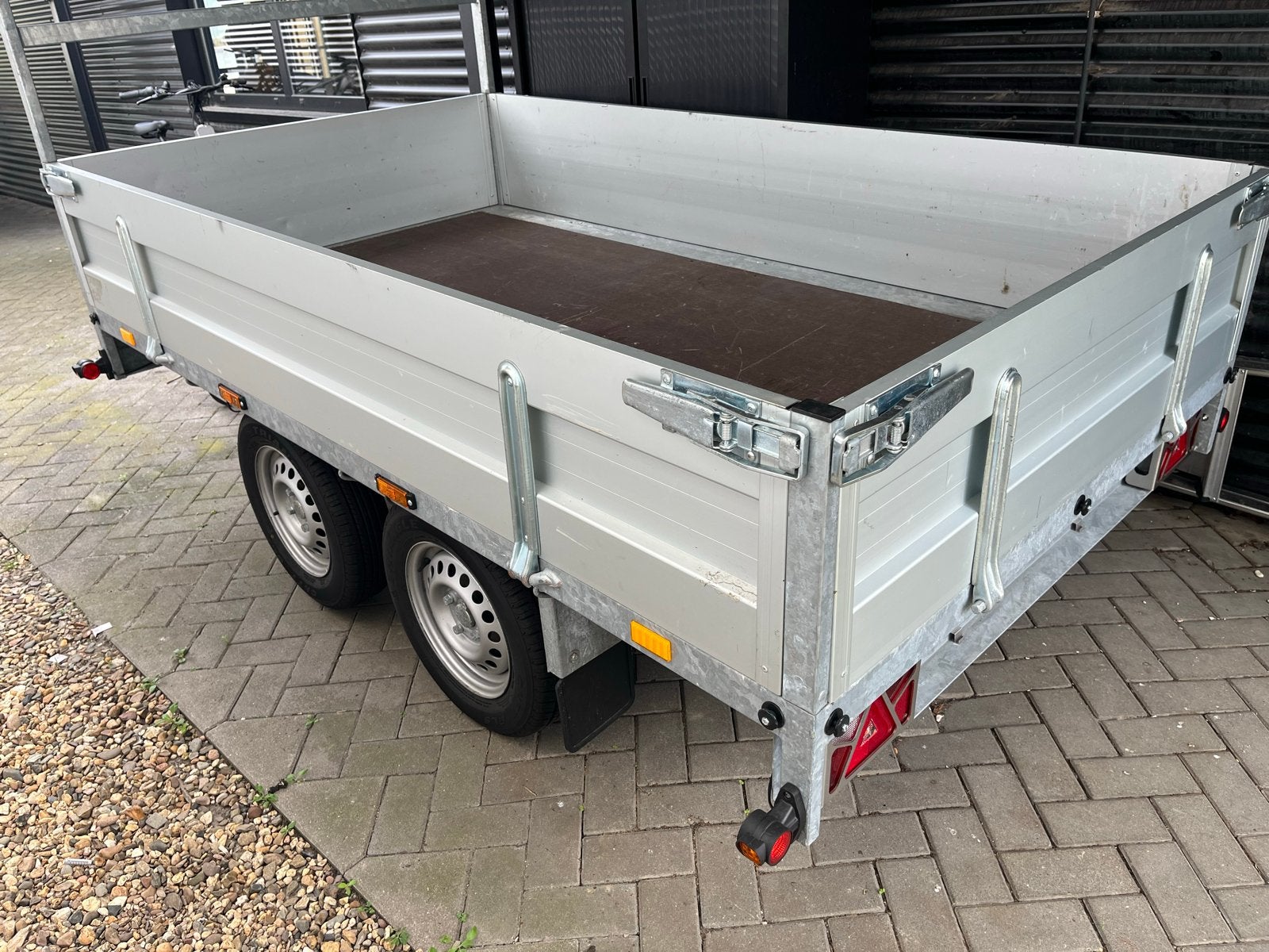 Plateau aanhangwagen dubbelasser alluminium 750 kg, Ophalen, Zo goed als nieuw