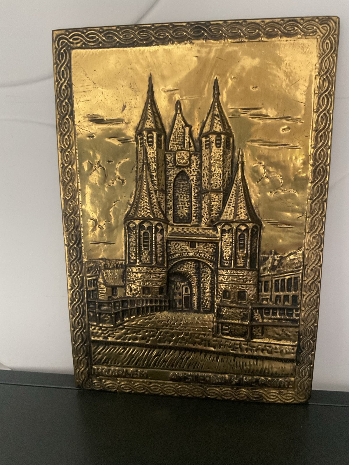 Vintage koperen reliëf: Haarlem Amsterdamse Poort, Ophalen of Verzenden