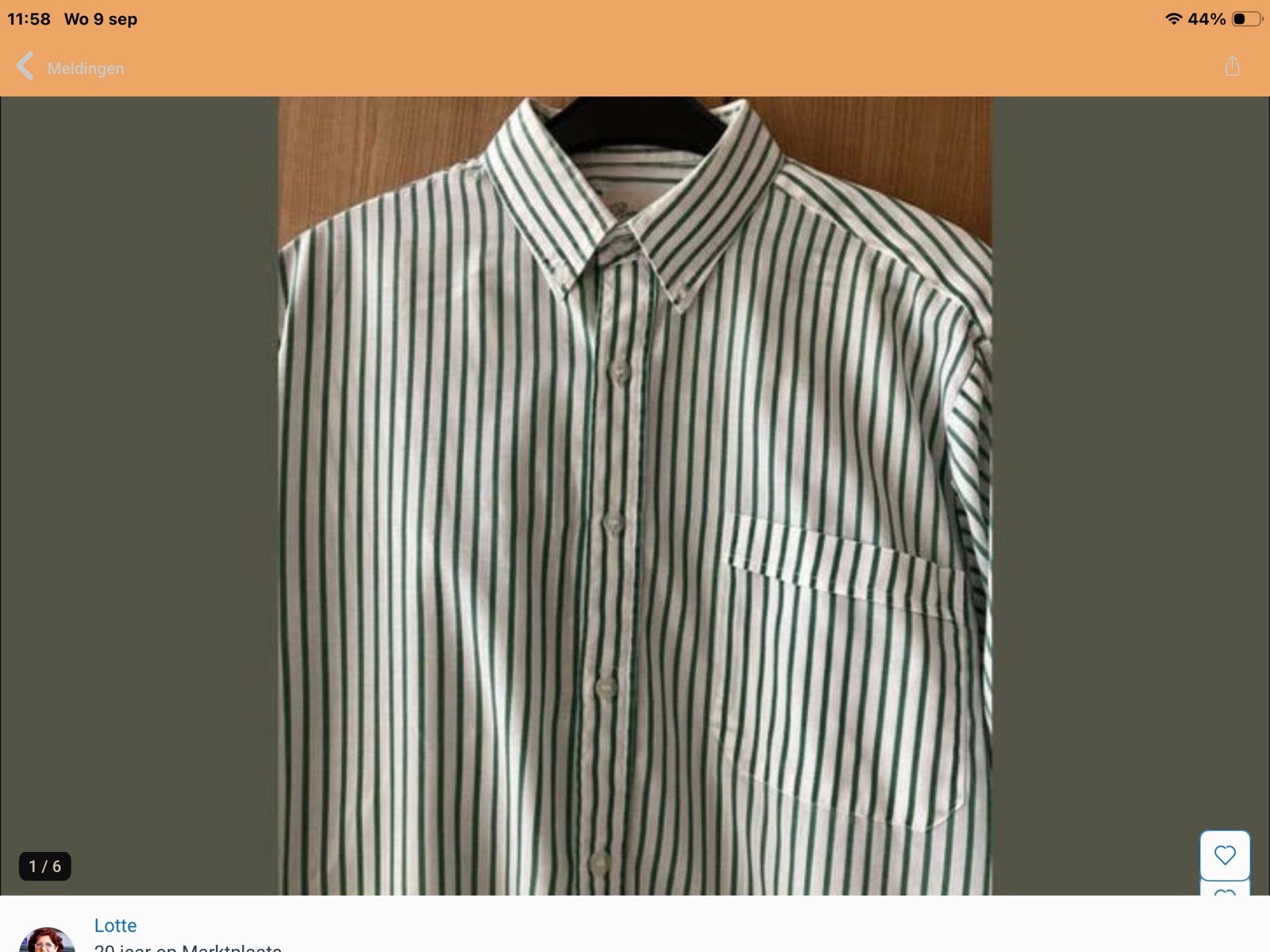 Overhemd met strepen, maat 40.   Renato Baldi, Kleding | Heren, Verzenden, Zo goed als nieuw, Groen, Halswijdte 39/40 (M)