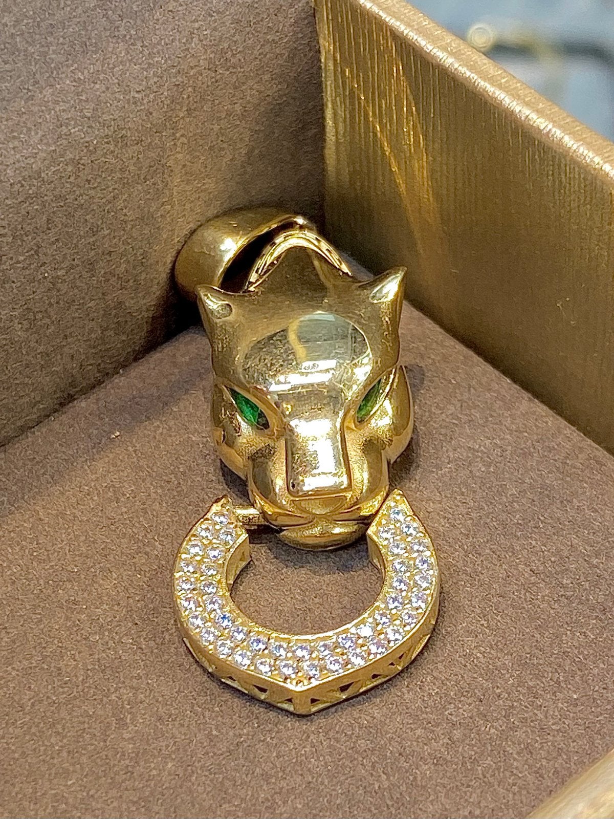 14k Gouden Gouden Panter Kettinghanger, Ophalen of Verzenden, Nieuw, Goud, Met edelsteen