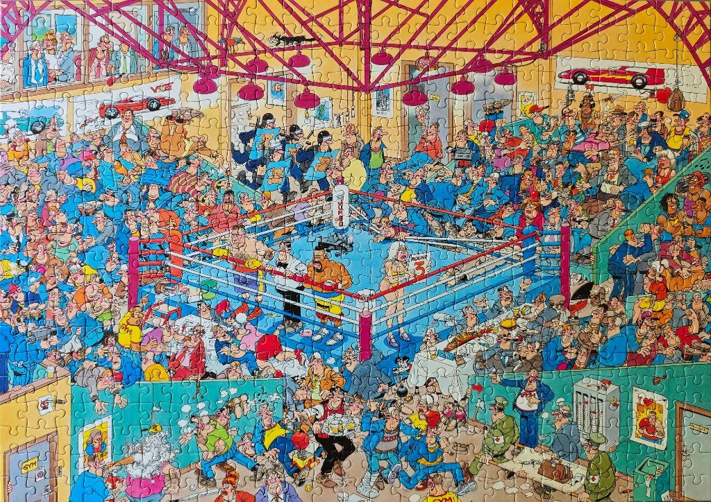 Jumbo – Jan van Haasteren - Bokswedstrijd - 500 stukjes, Ophalen of Verzenden, 500 t/m 1500 stukjes, Zo goed als nieuw, Legpuzzel