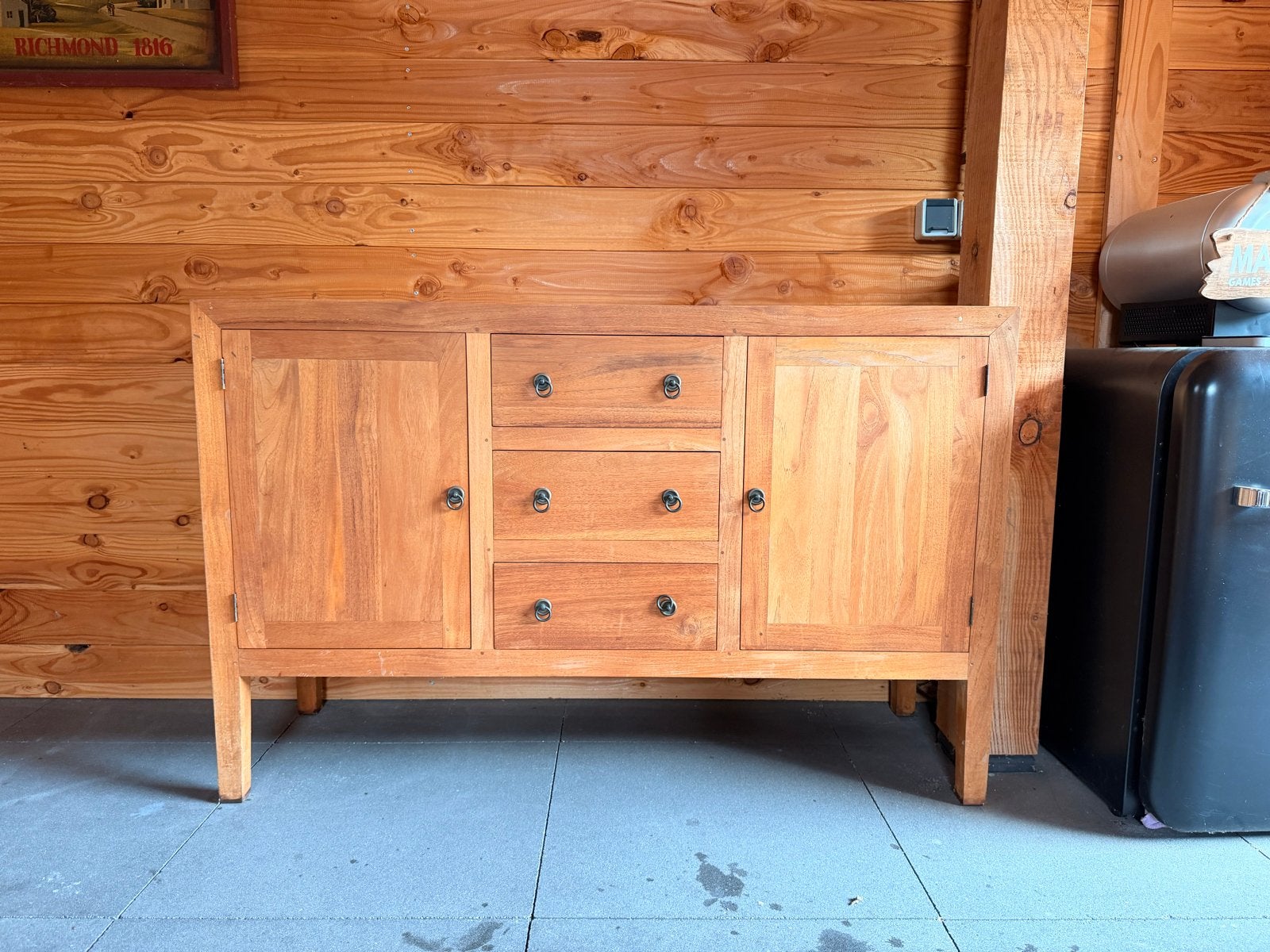 Dressoir - teakhout met lades en deuren, Huis en Inrichting, Kasten | Dressoirs, Ophalen, Gebruikt, Teakhout, 25 tot 50 cm