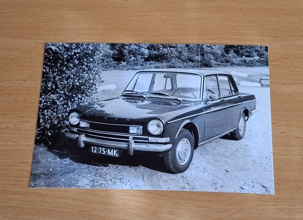 Foto van oldtimer Simca 1301 - 1973 zwart-wit, 1960 tot 1980, Verzenden, Foto, Nieuw