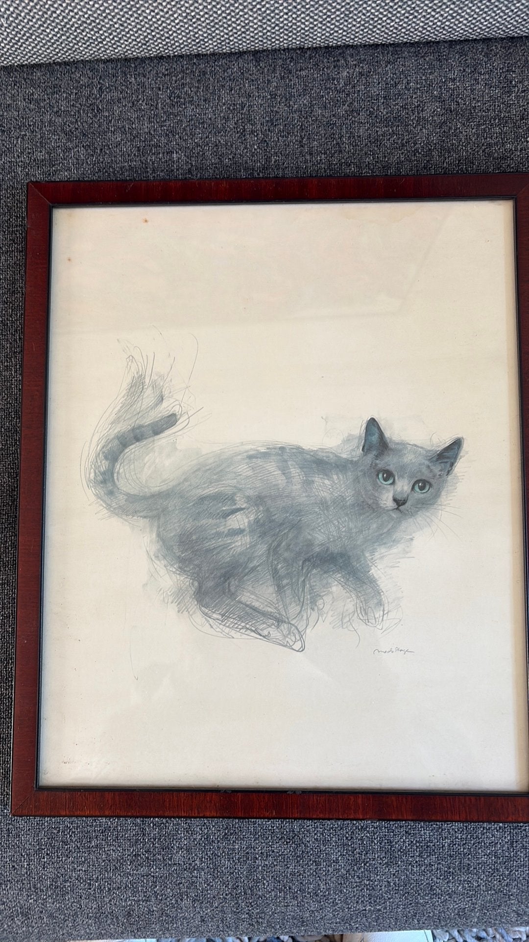 Tekening kat van Mads Stage, Ophalen