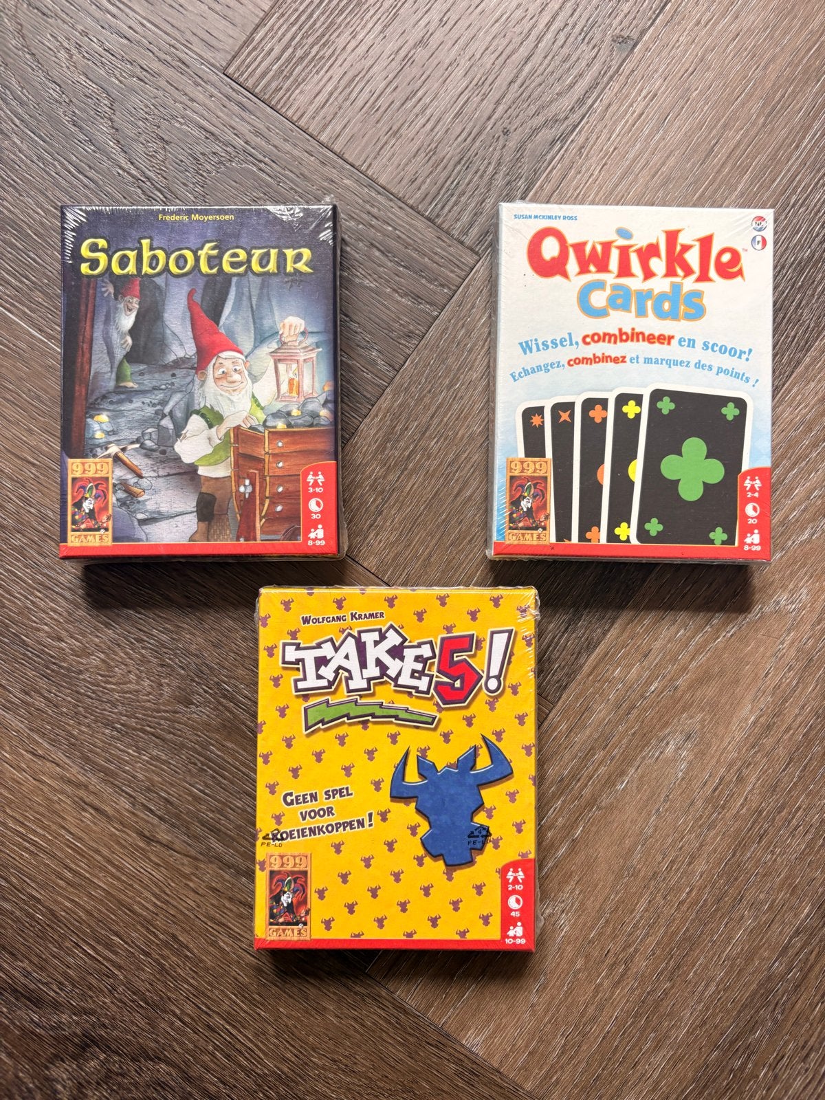3 Nieuwe 999 Games Kaartspellen: Saboteur, Qwirkle, Take 5!, Hobby en Vrije tijd, Gezelschapsspellen | Kaartspellen, Drie of vier spelers