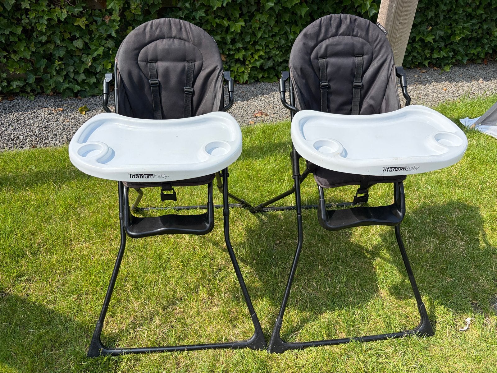 Twee inklapbare campingstoelen voor tweeling, Ophalen, Gebruikt, Inklapstoel, Afneembaar eetblad