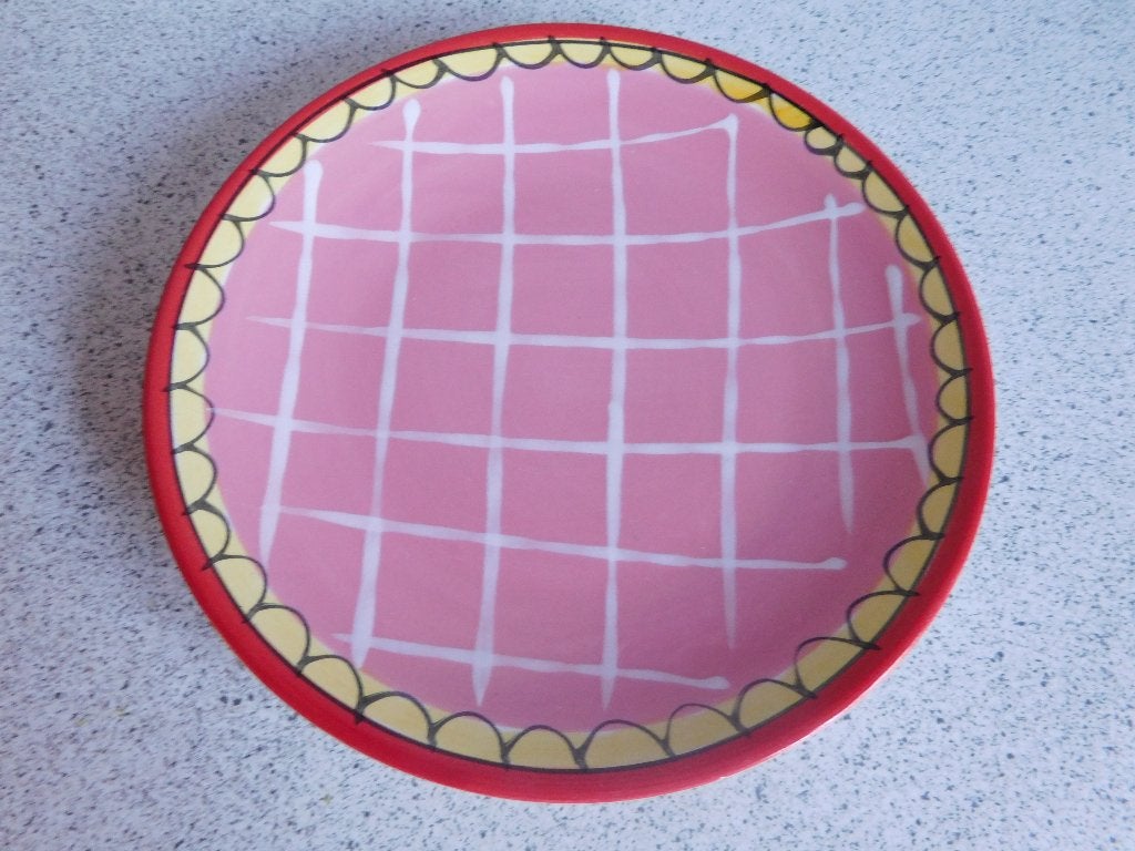Bord 18 cm. Ruit Roze Blond Amsterdam, Ophalen of Verzenden, Zo goed als nieuw, Bord(en), Aardewerk
