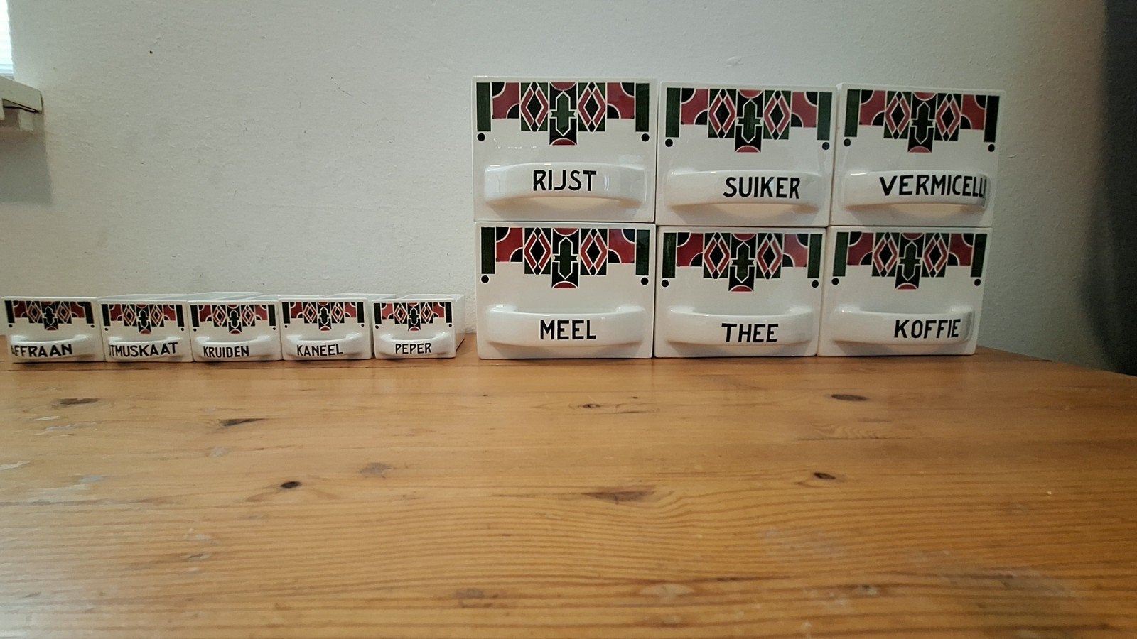 Vintage kruiden- en voorraadpotten set, Antiek en Kunst, Ophalen
