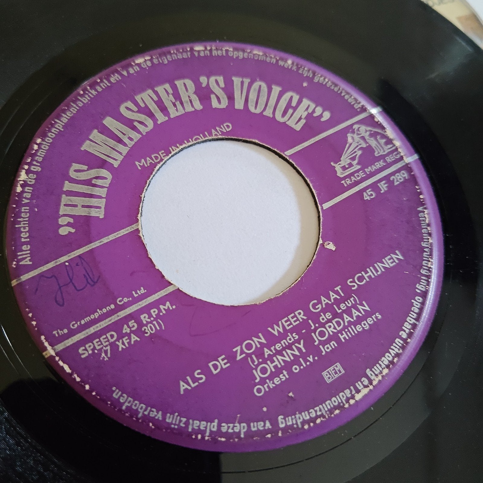 Johnny Jordaan De Saxofoon Van Ome Toon / Als De Zon Weer, Gebruikt, 7 inch, Ophalen of Verzenden, EP