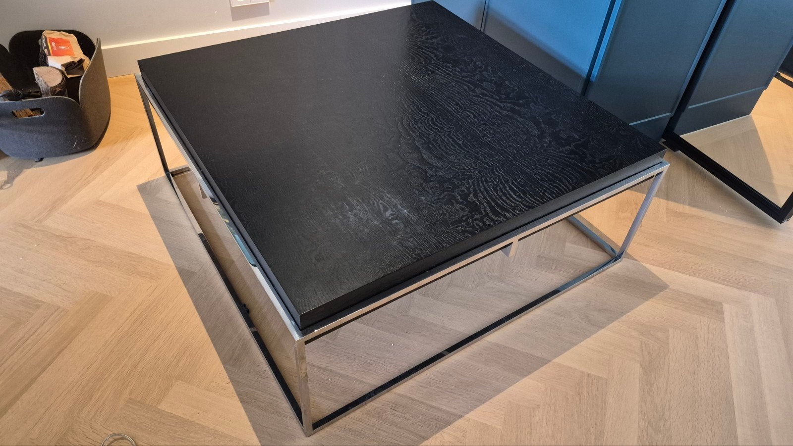 JNL Mikado design salontafel - RVS / zwart hout, Huis en Inrichting, Gebruikt, Vierkant, Industrieel,  minimalistisch, Ophalen of Verzenden