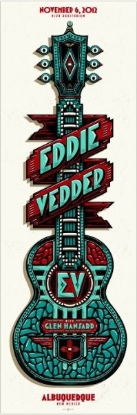 Eddie Vedder Albuquerque 6-11-2012 originele concert poster, Verzamelen, Ophalen of Verzenden, Nieuw, Poster, Artwork of Schilderij