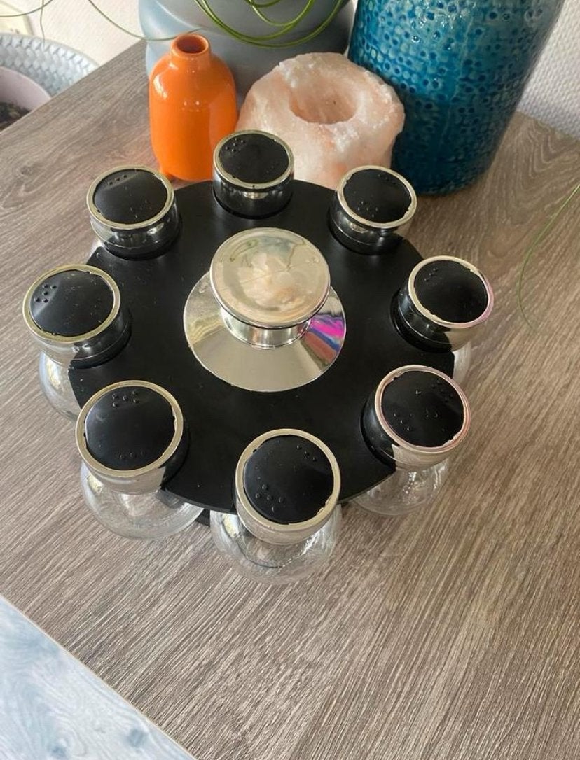 Nieuw Draaibaar Kruidenrek met 8 Potjes, Ophalen of Verzenden, Glas, Overige typen, Nieuw