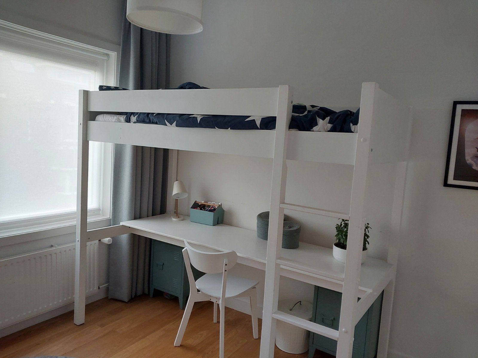 Hoogslaper SOMMET met bureau 200x90 Wit, Ophalen, Eenpersoons, Zo goed als nieuw, 200 cm