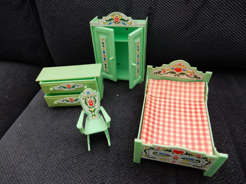 Vintage poppenhuis meubels, Jean W. Germany jaren 70 (Groen), Ophalen of Verzenden, Gebruikt, Poppenhuis