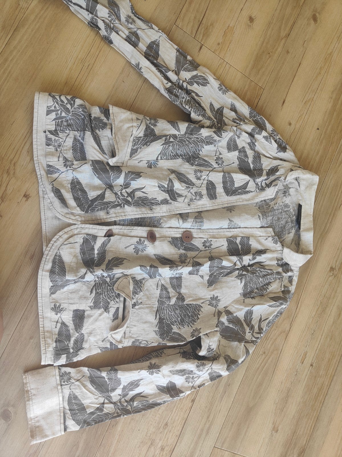 Witteveen jasje met bladprint, maat S, Kleding | Dames, Beige, Ophalen of Verzenden, Zo goed als nieuw, Witteveen