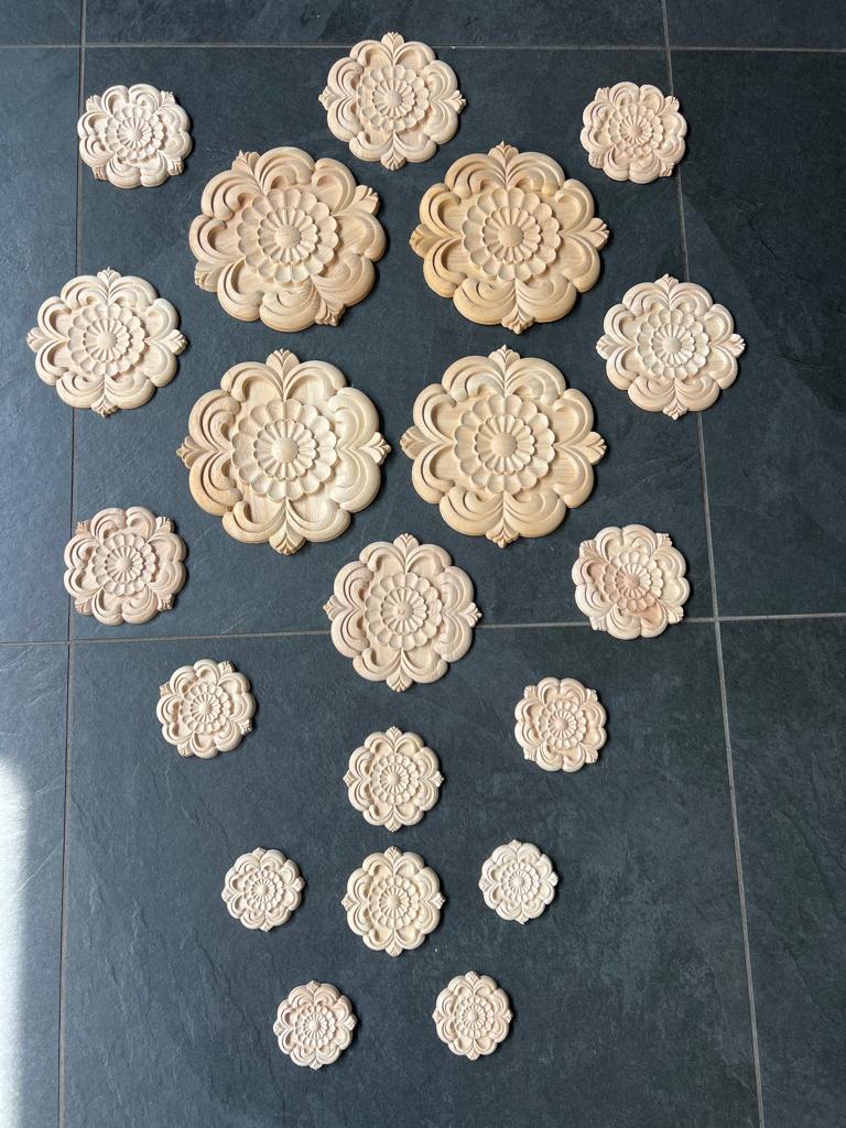 Houtsnijwerk ornament applique console bloem mandala, Brocante, Nieuw, Ophalen of Verzenden, https://verburgtvintage.nl/#contact