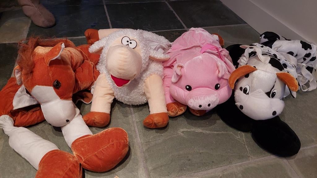 Instap Dierenkostuum Kind: Paard, Koe, Varken, Schaap Pluche, Ophalen of Verzenden, Zo goed als nieuw, 134 t/m 140, Jongen of Meisje