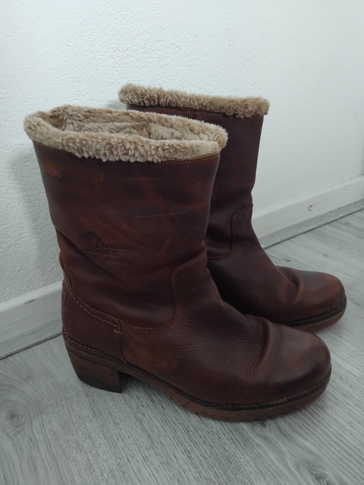 Panama Jack bruine leren laarzen met bont, maat 38, Bruin, Lage of Enkellaarzen, Ophalen of Verzenden, Panama Jack