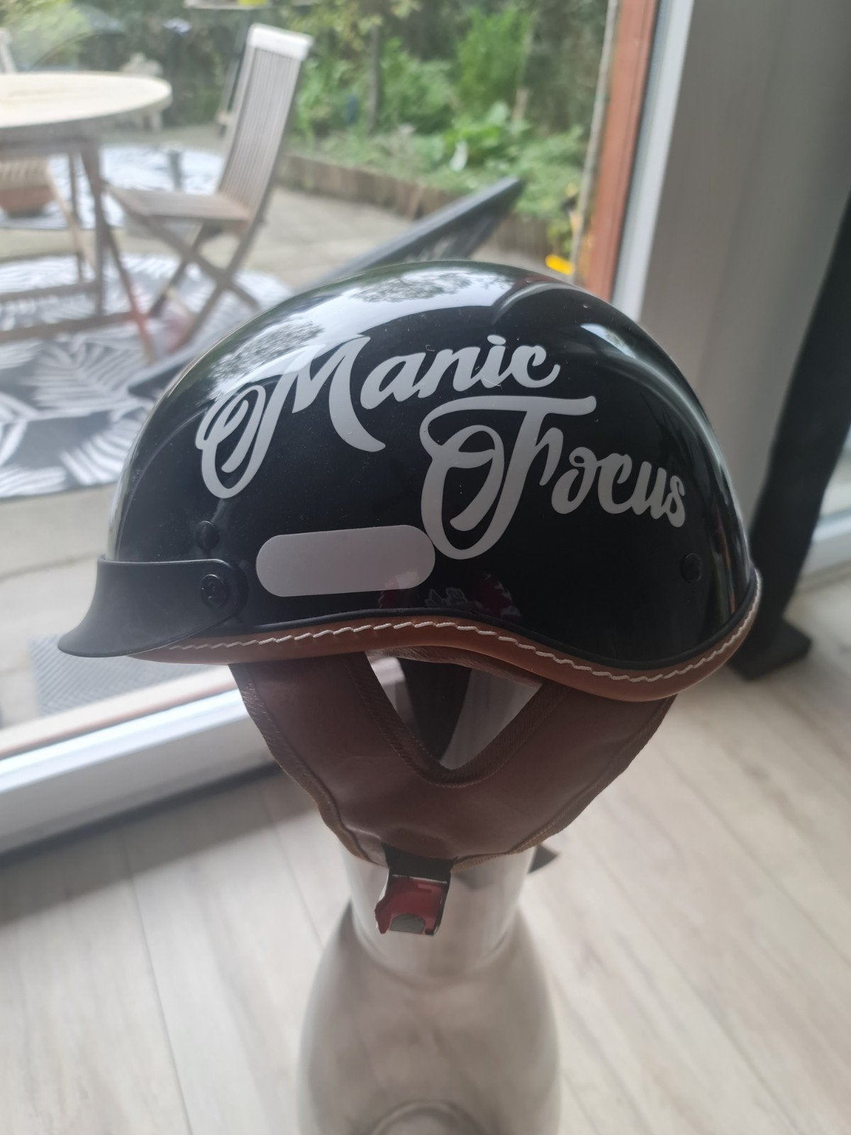 Manic Focus Jethelm - Zwart met witte streep, maat XL, Overige merken, Heren, Ophalen of Verzenden, Tweedehands
