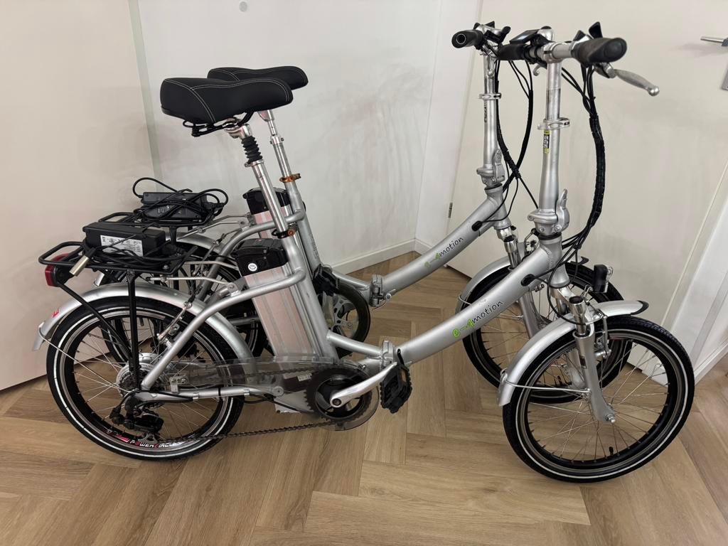 2x E4 motion elektrische vouwfietsen accu’s  1 jaar oud, Fietsen en Brommers, Fietsen | Vouwfietsen, Ophalen of Verzenden, Zo goed als nieuw
