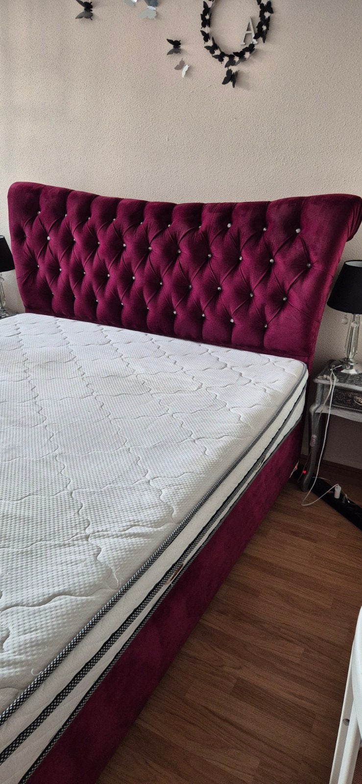 Tweepersoons boxspring 300€ met materac 400€, Ophalen, Verstelbaar, Overige kleuren, Luxe, modern, gecapitonneerd