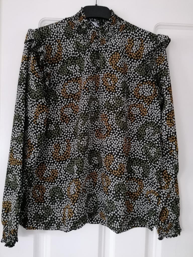 Leuke print blouson, Kleding | Dames, Ophalen of Verzenden, Zo goed als nieuw, Maat 38/40 (M), Zwart