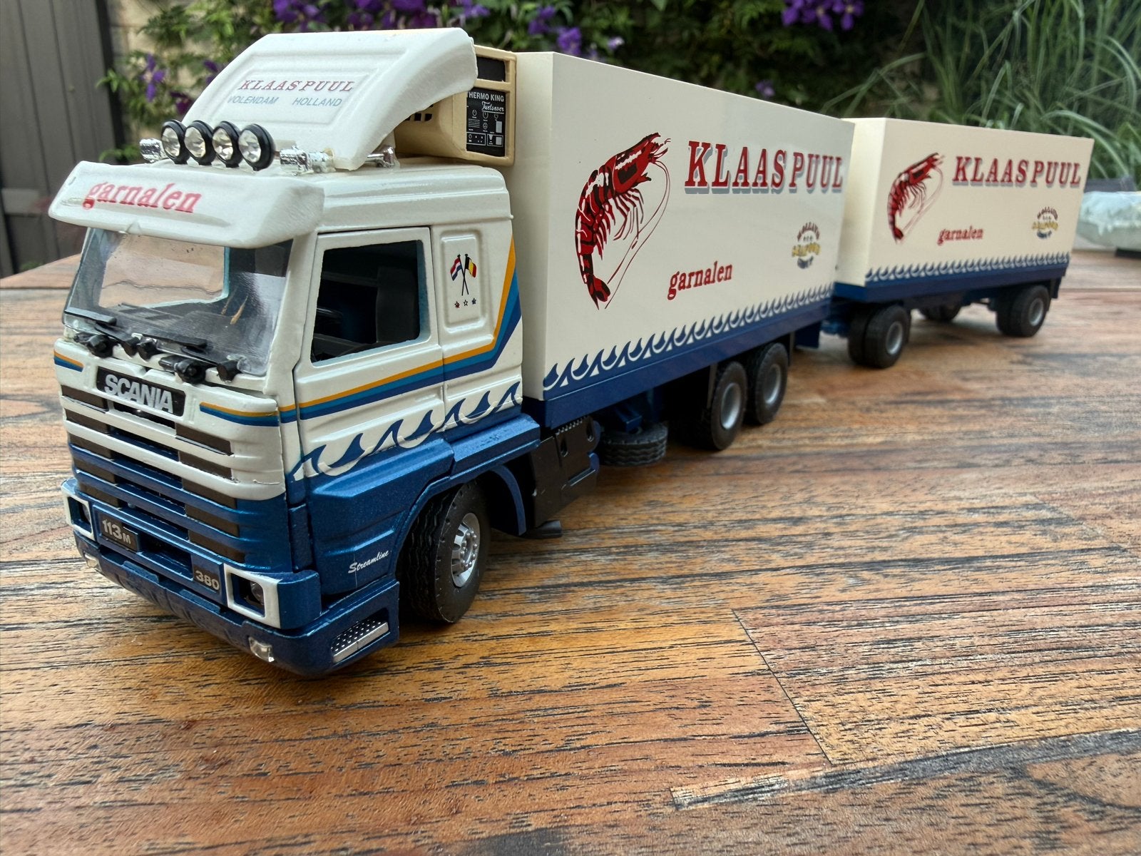 Tekno Klaas Puul Scania vrachtwagen met oplegger zgan, Overige merken, 1:32 tot 1:50, Ophalen of Verzenden, Zo goed als nieuw
