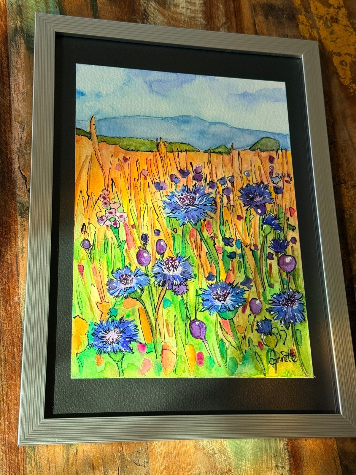 Korenbloemen  landschap, Antiek en Kunst, Verzenden