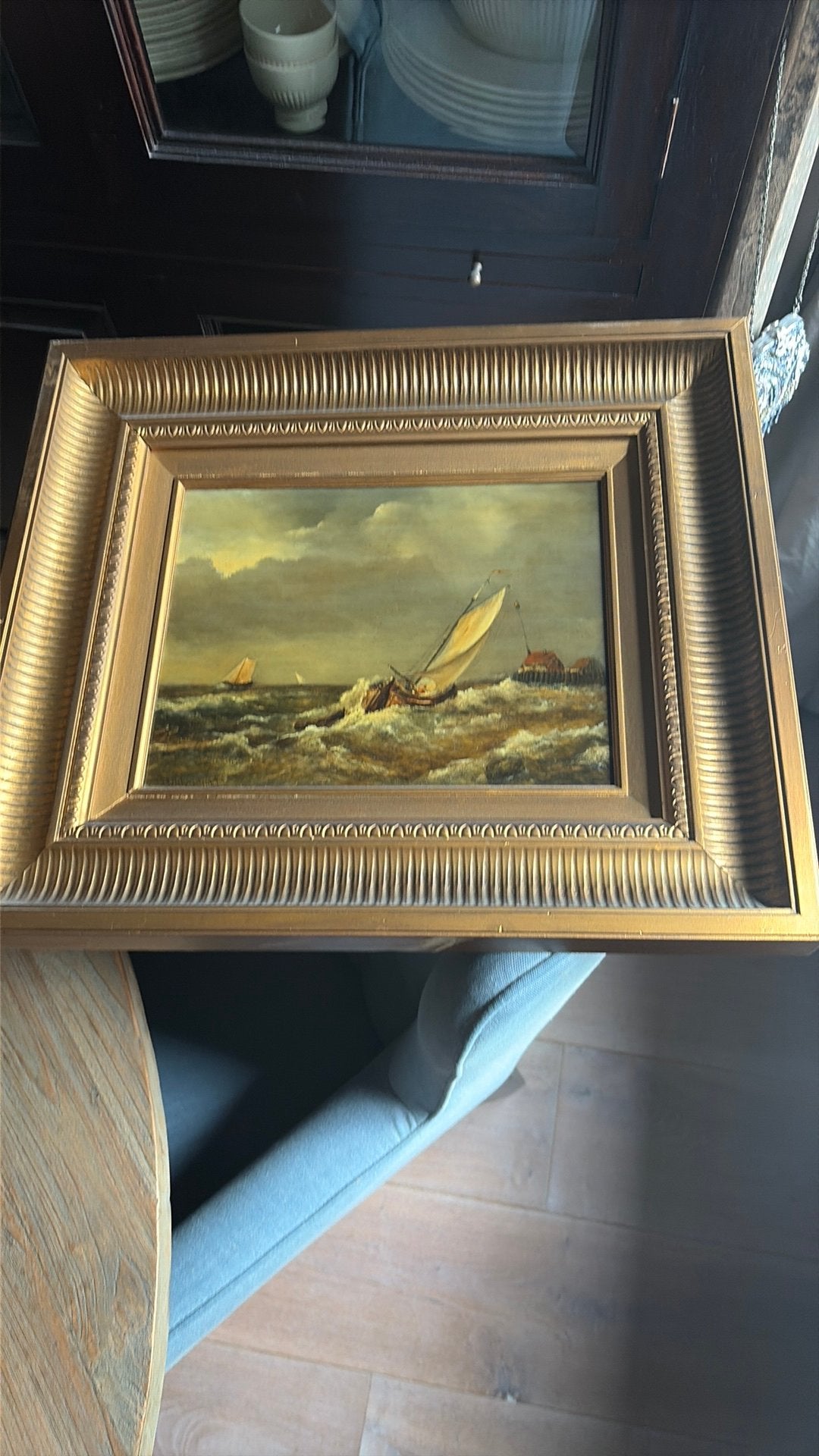 Antiek Schilderij Hollandseschool zeegezicht, Antiek en Kunst, Ophalen, Paneel, Nederlandse school, Olieverf