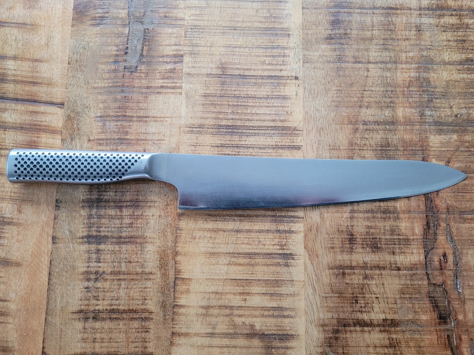 Global G-17 Koksmes - Scheermesscherp 27 cm Lemmet, Zilver, Ophalen of Verzenden, Metaal, Overige merken